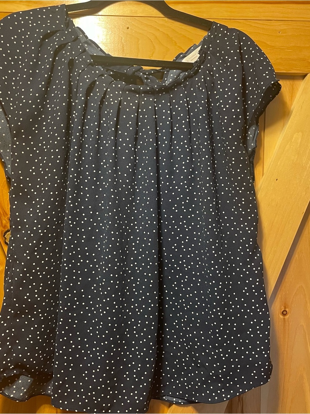 LC Lauren Conrad Navy Blouse with White Polka Dots, Nautical, Coastal, Patriotic